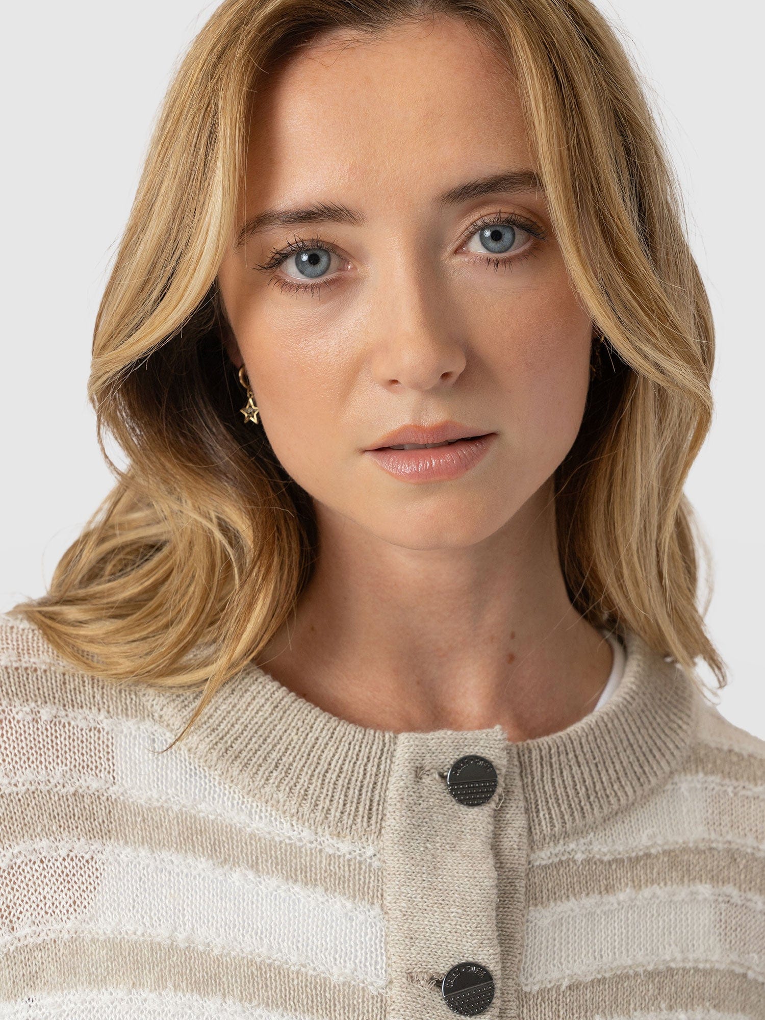 Fearne Knit Cardigan - Cream Stripe - Women's Cardigans | Saint + Sofia® EU