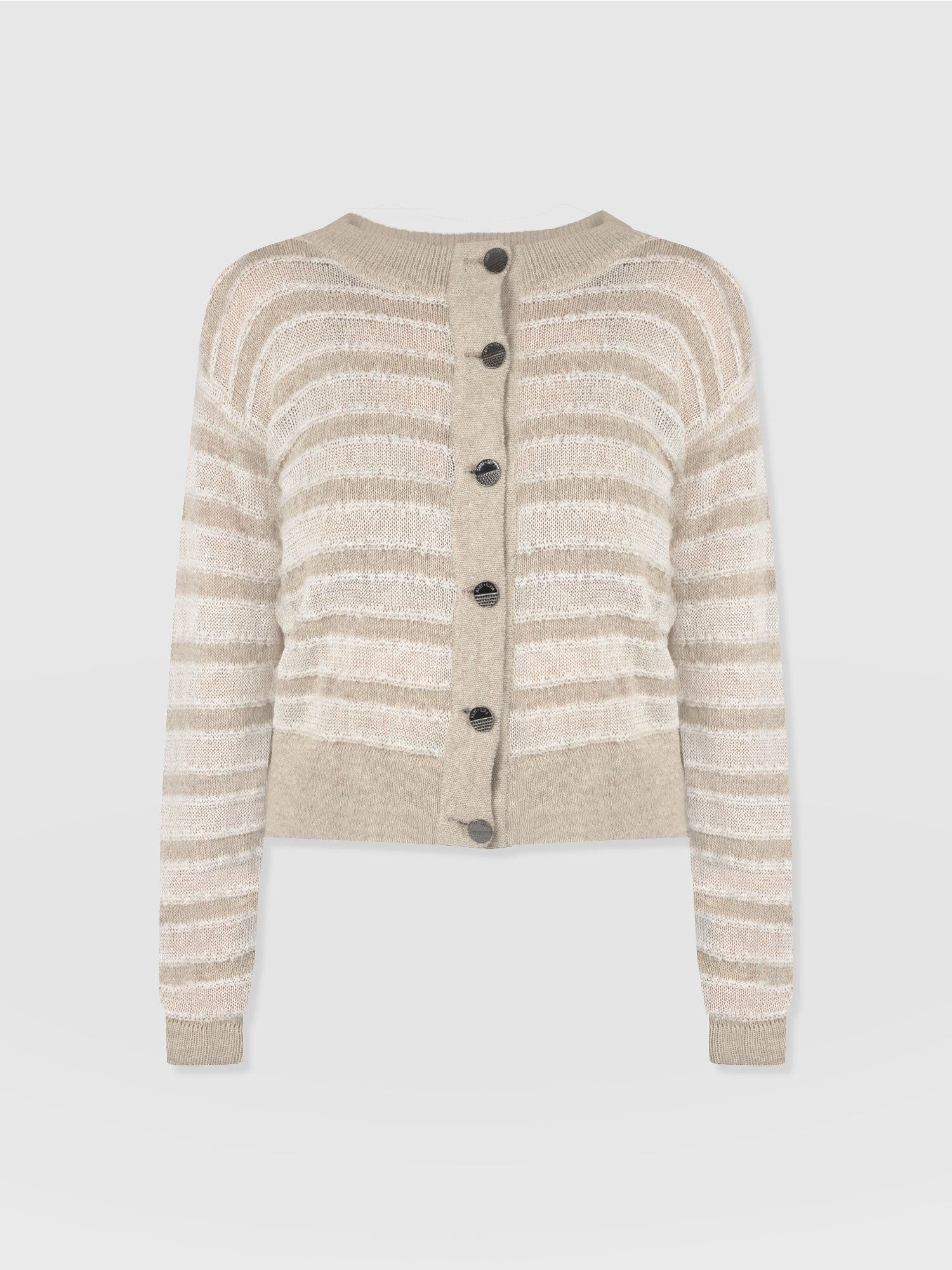 Fearne Knit Cardigan - Cream Stripe - Women's Cardigans | Saint + Sofia® EU