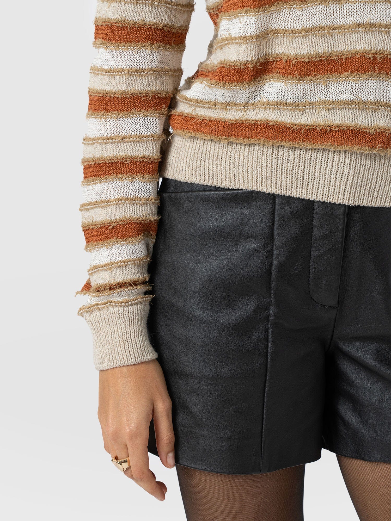 Fearne Knit Long Sleeve Tee - Rust Stripe - Women's Knitwears | Saint and Sofia® EU