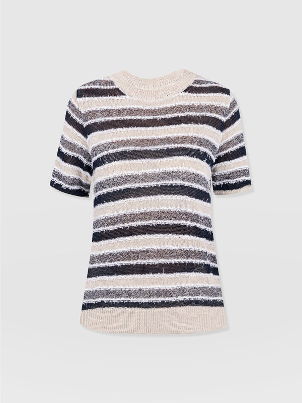 Fearne Knit Tee Blue Stripe - Women's Knitwear | Saint + Sofia® EU