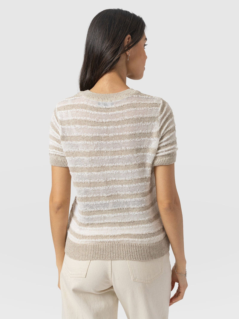 Fearne Knit Tee - Cream Stripe - Women's Knitwears | Saint + Sofia® EU