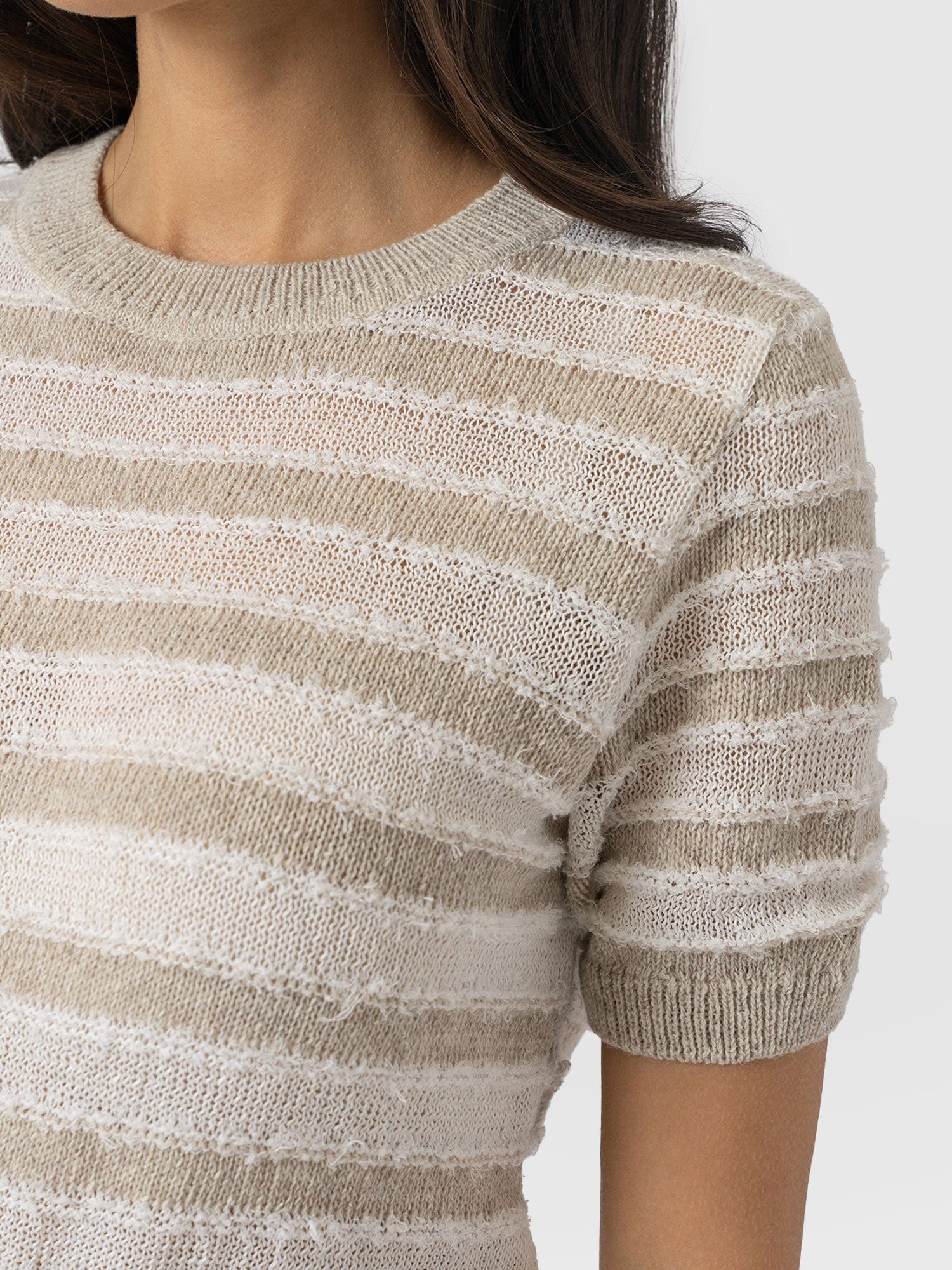 Fearne Knit Tee - Cream Stripe - Women's Knitwears | Saint + Sofia® EU