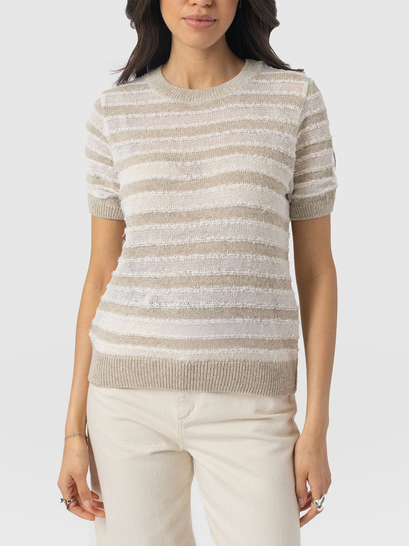 Fearne Knit Tee - Cream Stripe - Women's Knitwears | Saint + Sofia® EU