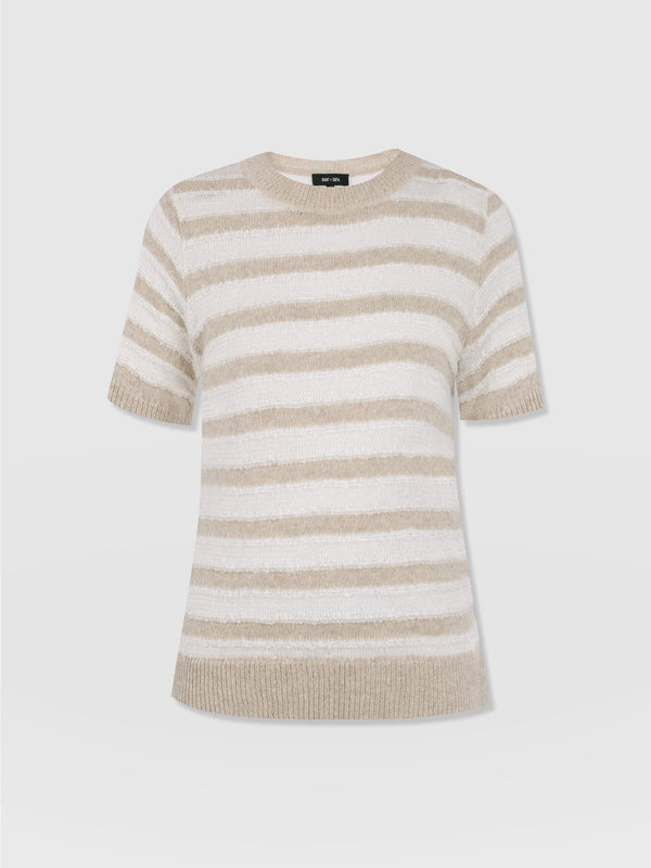 Fearne Knit Tee - Cream Stripe - Women's Knitwears | Saint + Sofia® EU