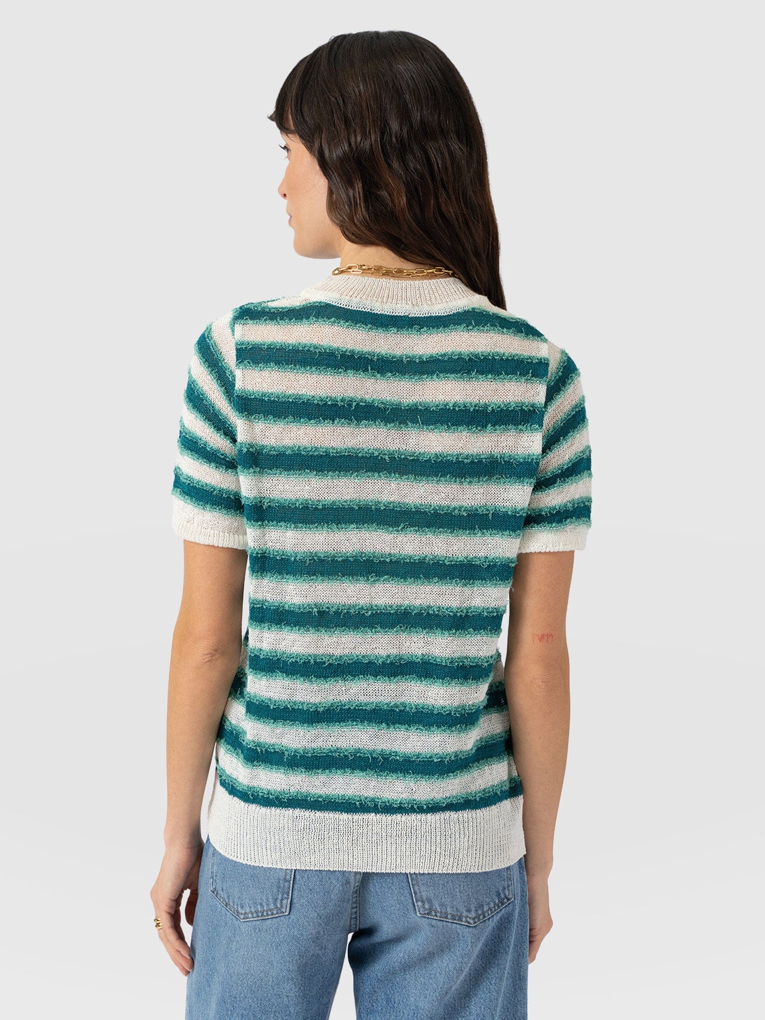 Fearne Knit Tee - Mint Stripe - Women's Jumpers | Saint + Sofia® EU