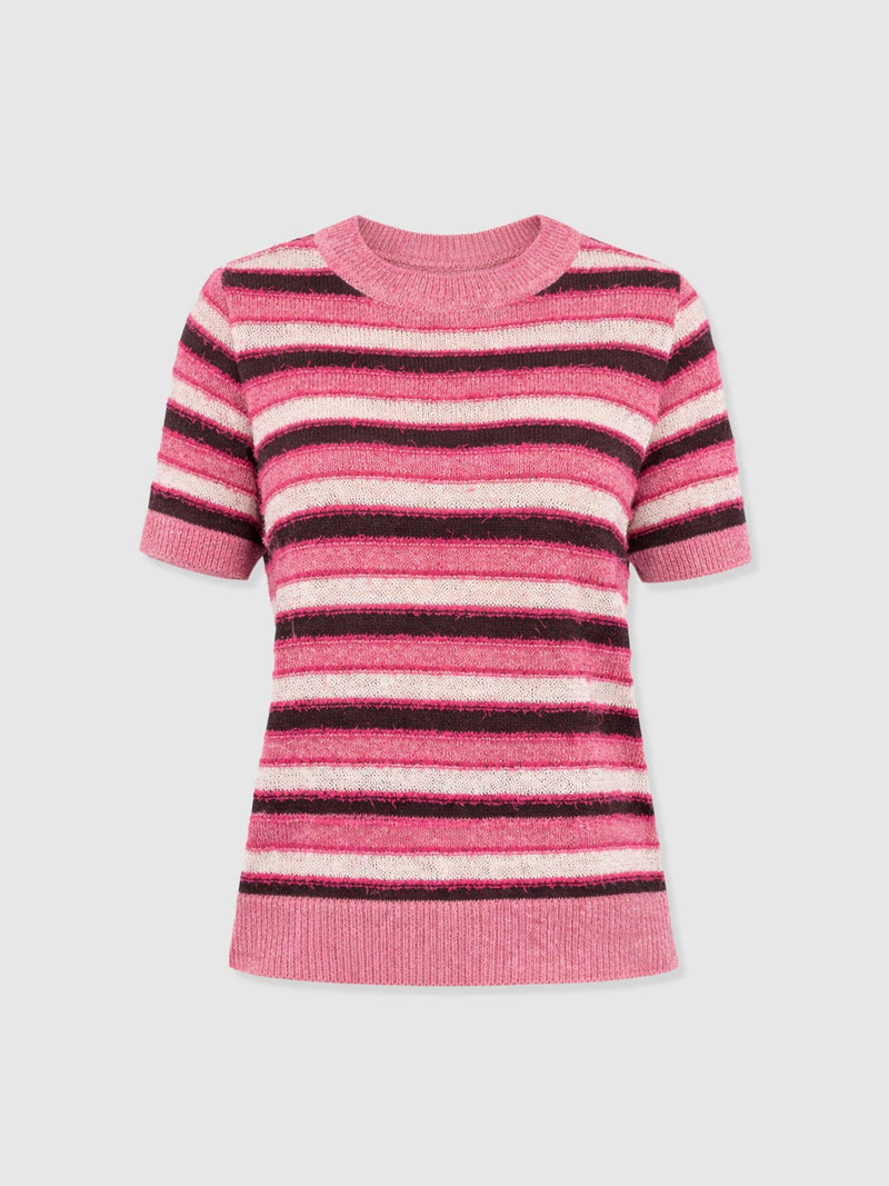 Fearne Knit Tee - Pink Stripe - Women's Jumpers | Saint + Sofia® EU