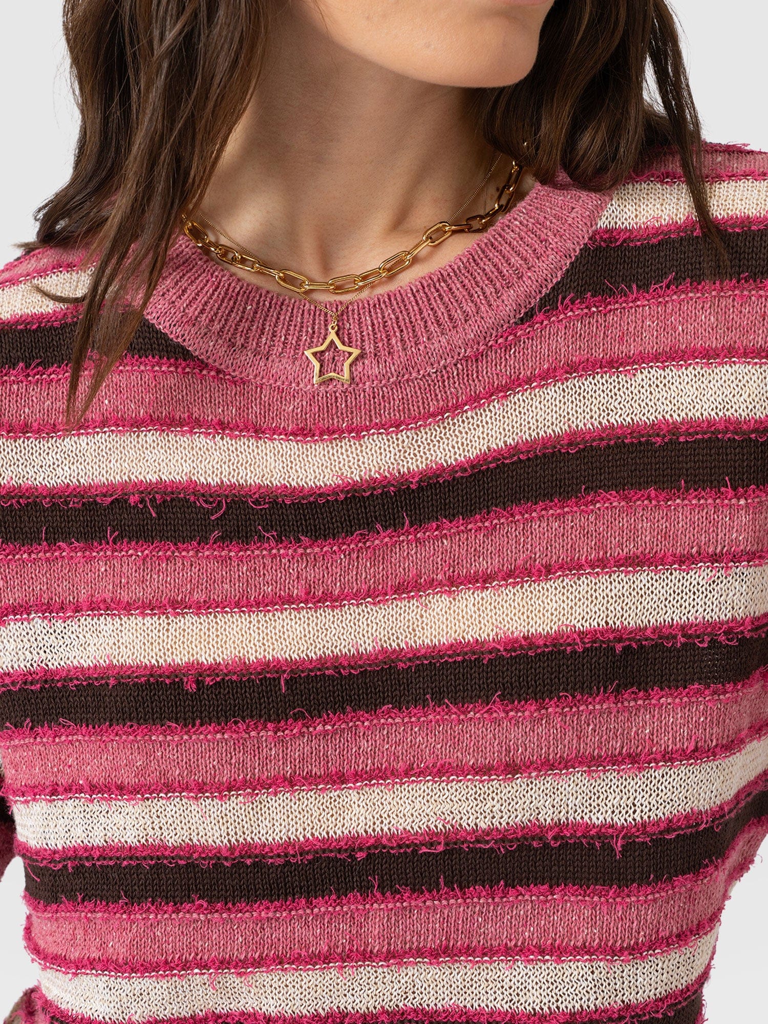 Fearne Knit Tee - Pink Stripe - Women's Jumpers | Saint + Sofia® EU