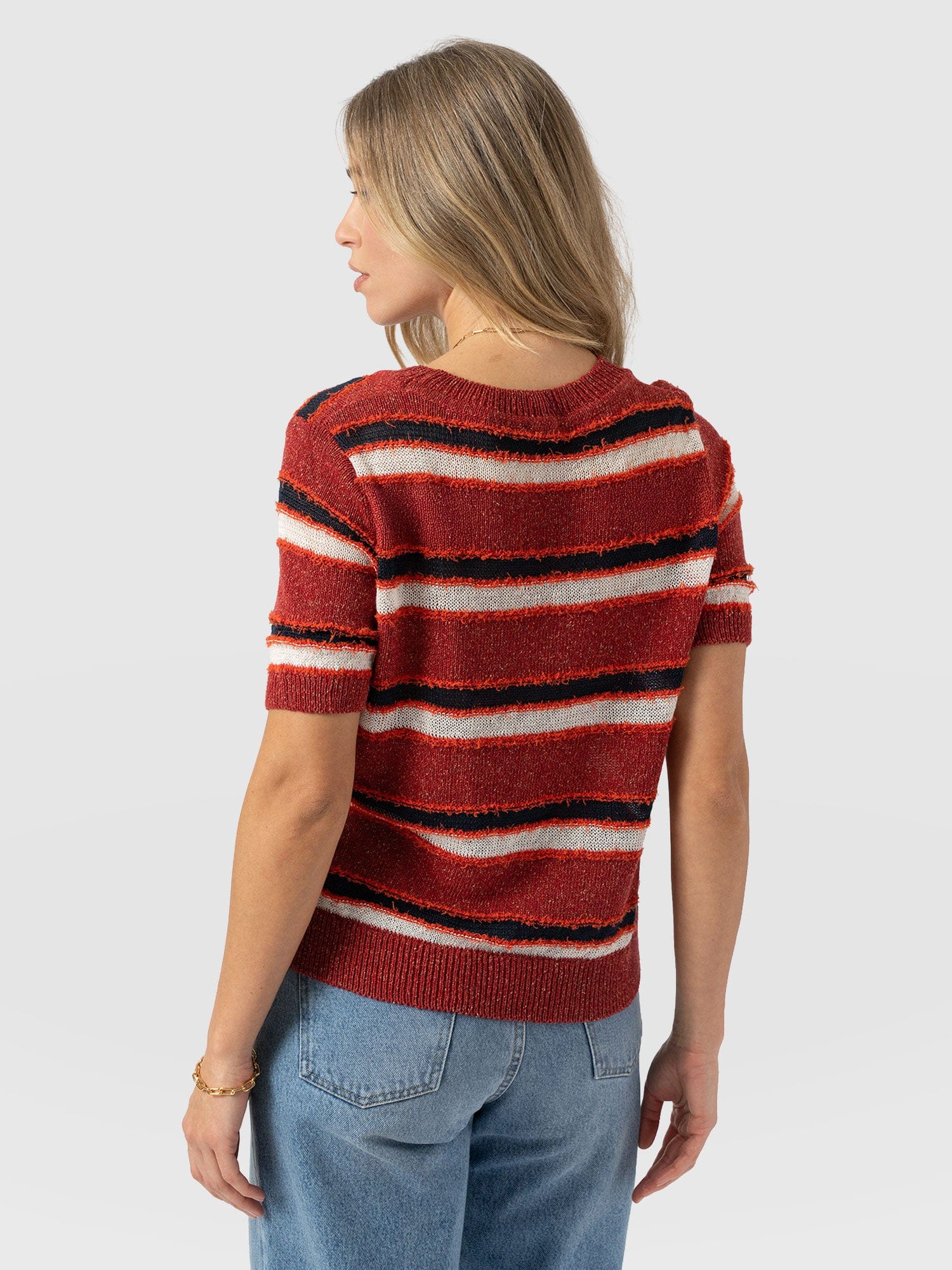 Fearne Knit Tee - Red Stripe - Women's Jumpers | Saint + Sofia® EU
