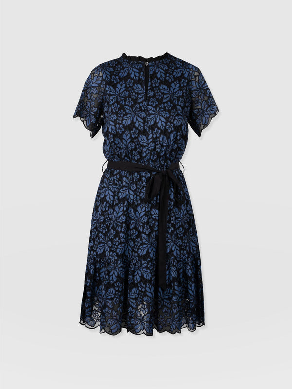 Fearne Lace Mini Dress Blue/Black - Women's Dresses | Saint + Sofia® EU