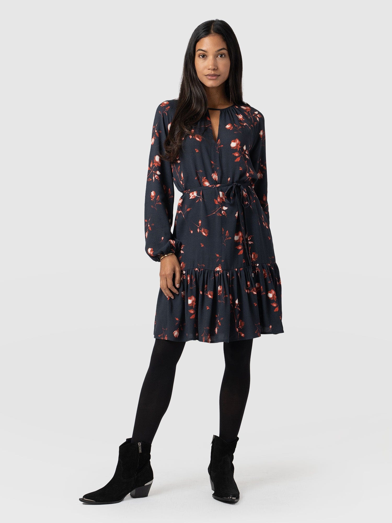 Fia Mini Tiered Dress Dark Roses - Women's Dresses | Saint + Sofia® EU