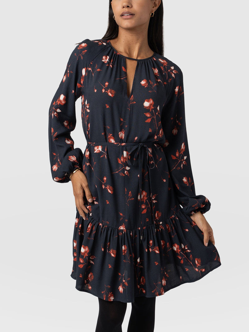 Fia Mini Tiered Dress Dark Roses - Women's Dresses | Saint + Sofia® EU