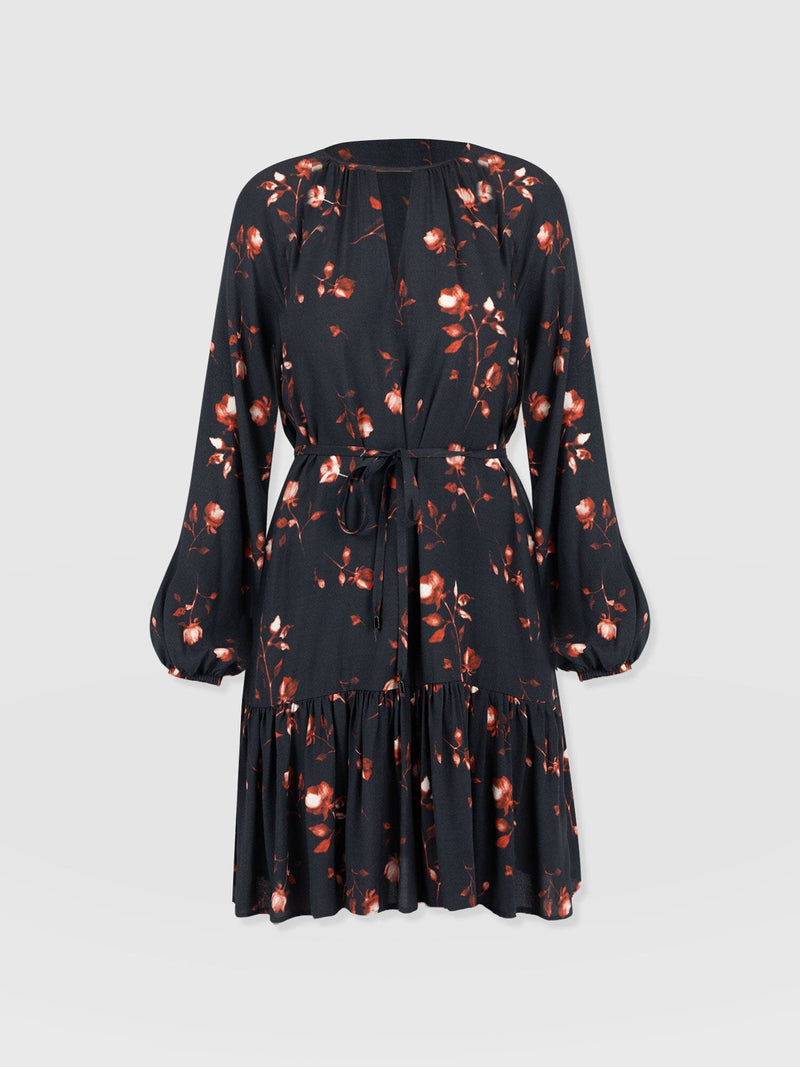 Fia Mini Tiered Dress Dark Roses - Women's Dresses | Saint + Sofia® EU