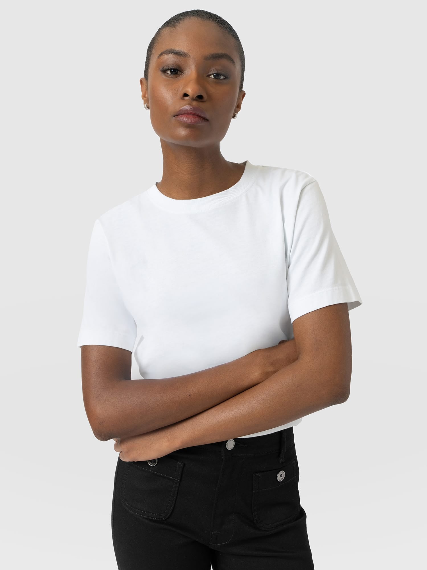 Finsbury Crew Neck Tee White - Women's T-Shirts | Saint and Sofia® EU