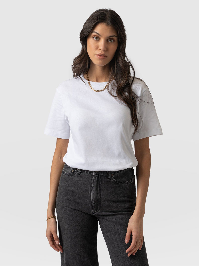 Finsbury Crew Neck Tee White - Women's T-Shirts | Saint + Sofia® EU