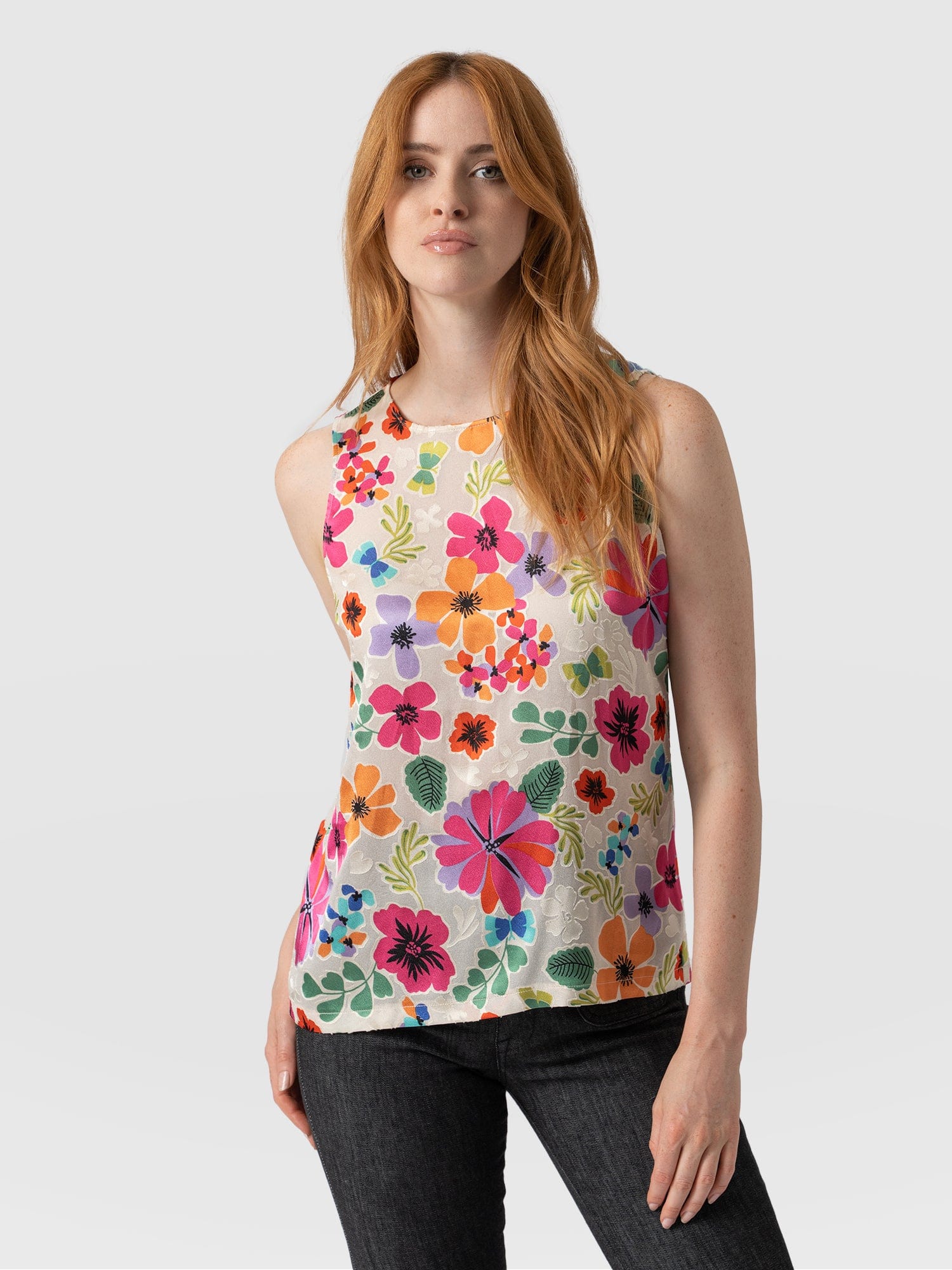 Florence Tank Beige Pop Floral - Women's Tops | Saint + Sofia® EU