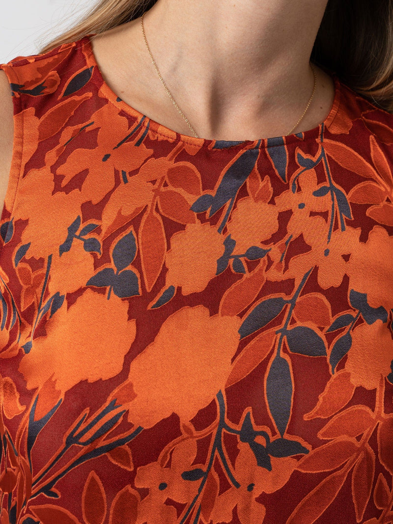 Florence Tank Orange Floral Burnout - Women's Blouse | Saint + Sofia® EU