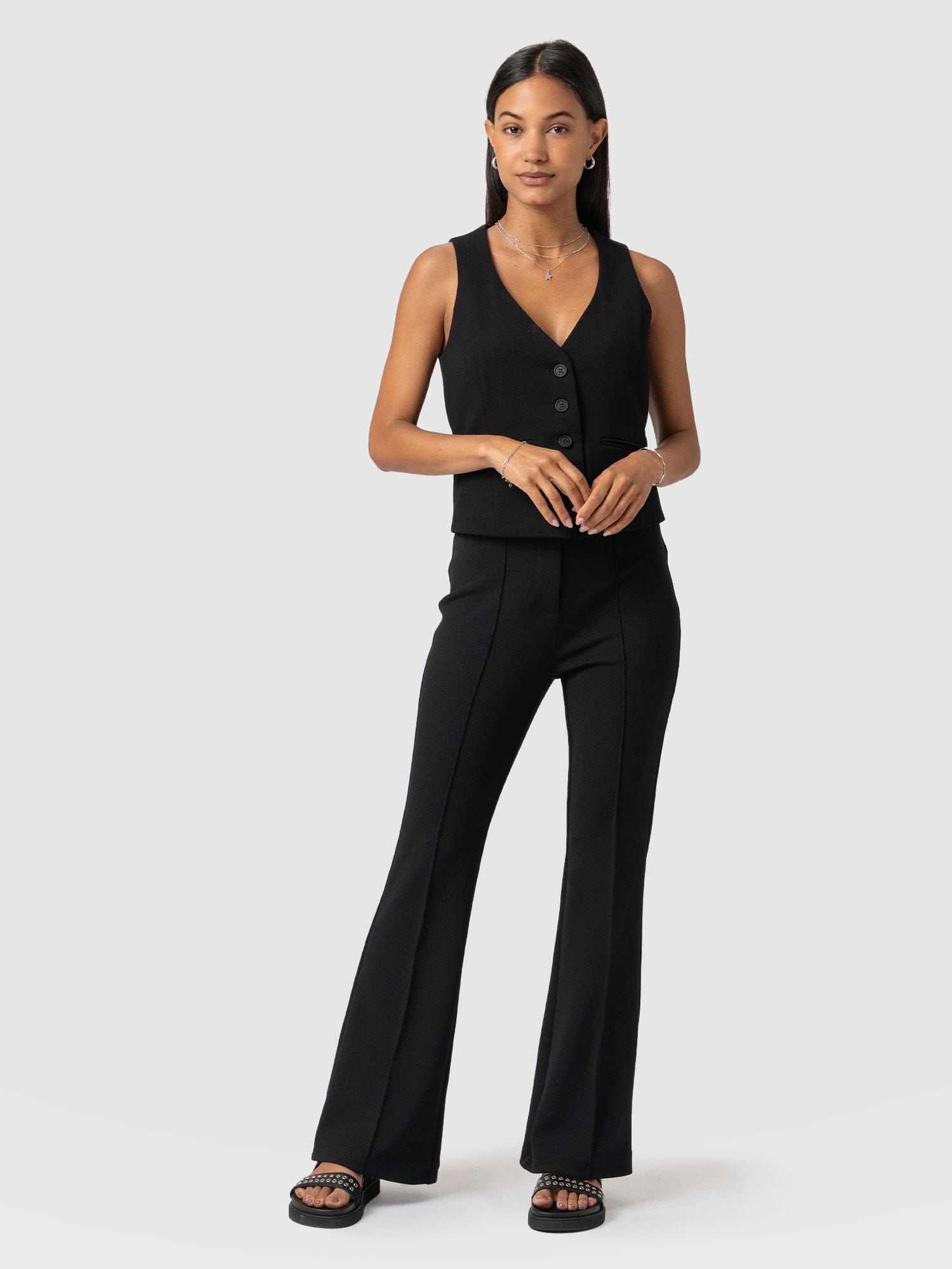 Freya Flared Trouser Black - Women's Trousers | Saint + Sofia® EU