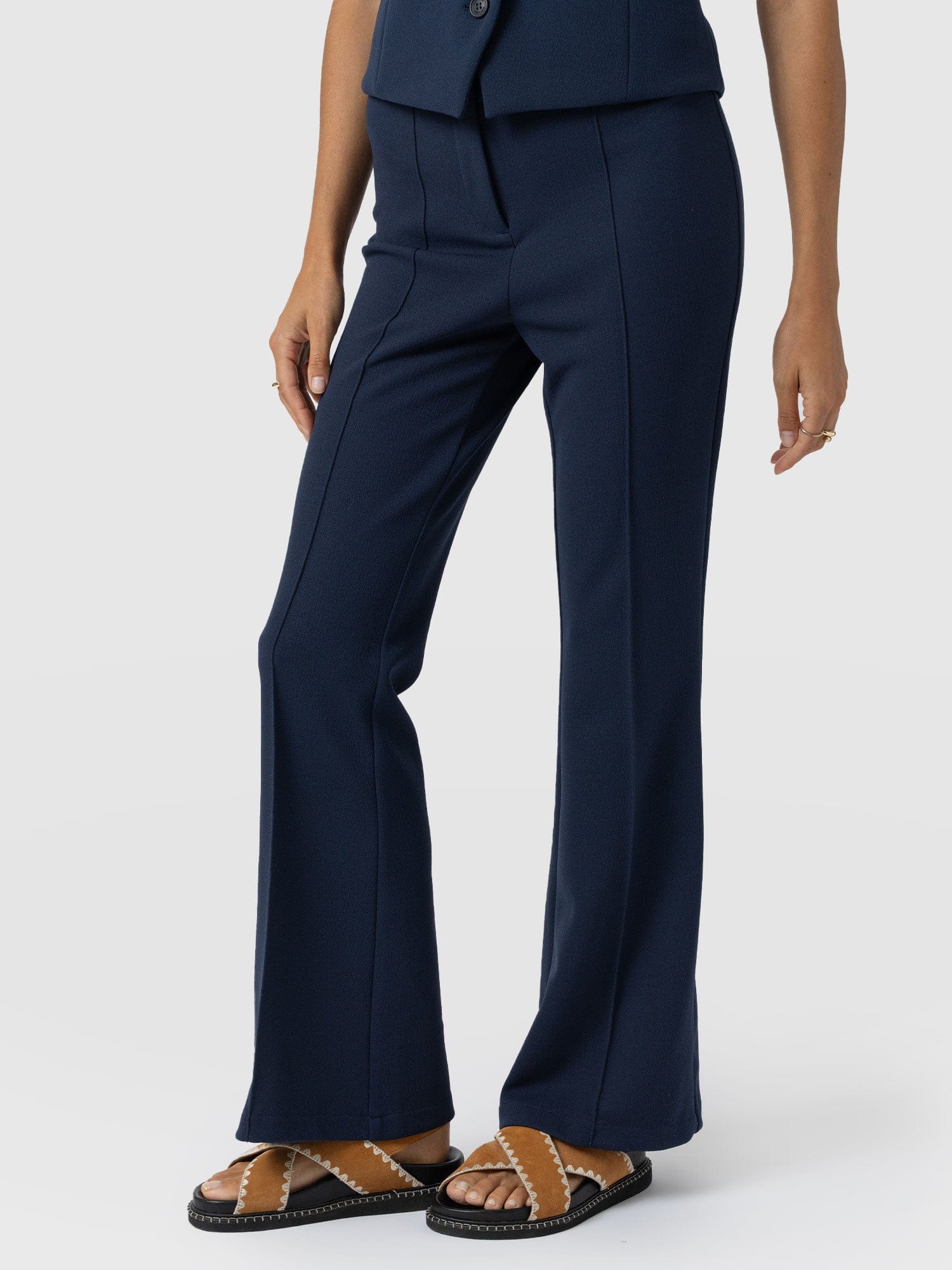 Freya Flared Trouser - Navy - Women's Trousers | Saint + Sofia EU