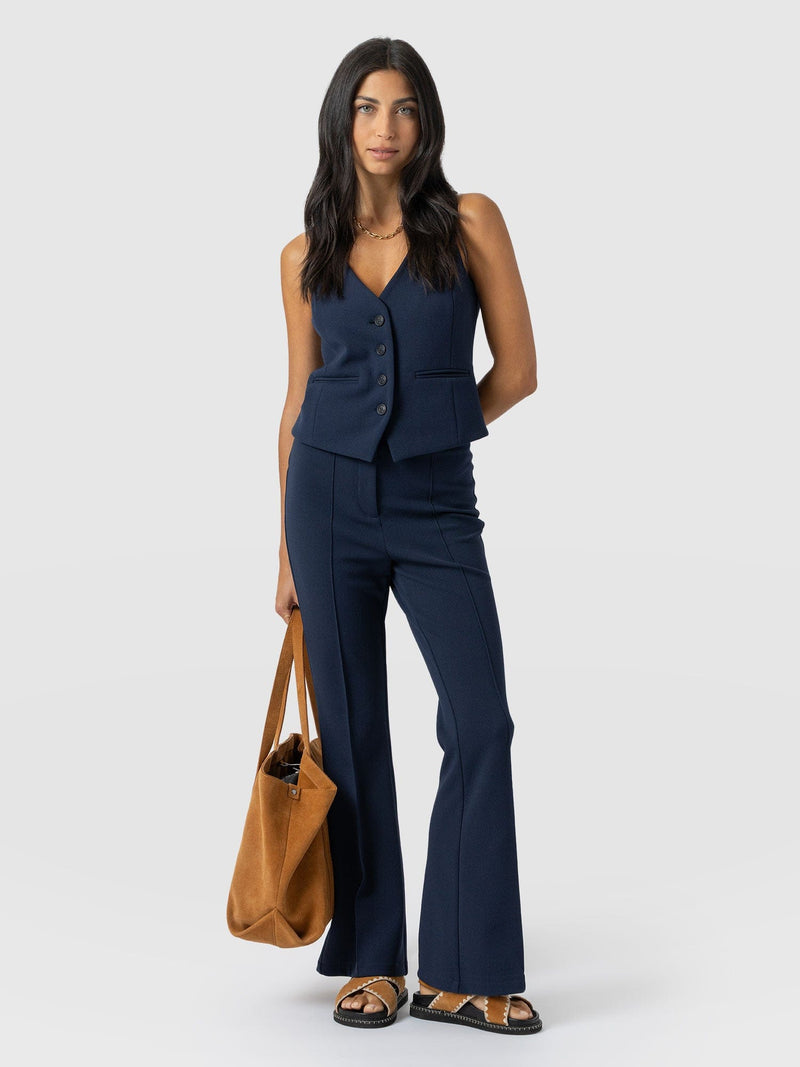Freya Flared Trouser - Navy - Women's Trousers | Saint + Sofia EU