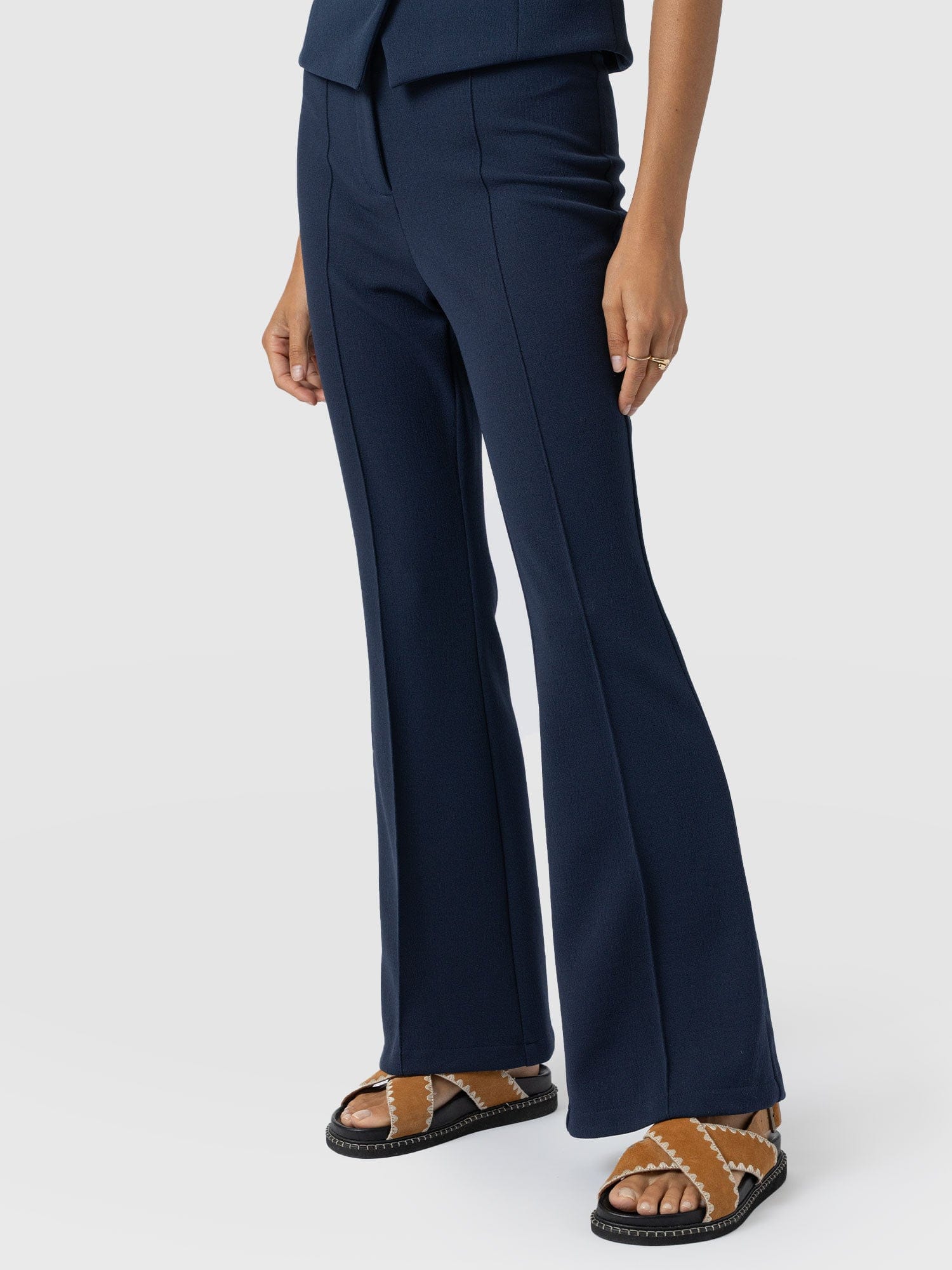Freya Flared Trouser - Navy - Women's Trousers | Saint + Sofia EU