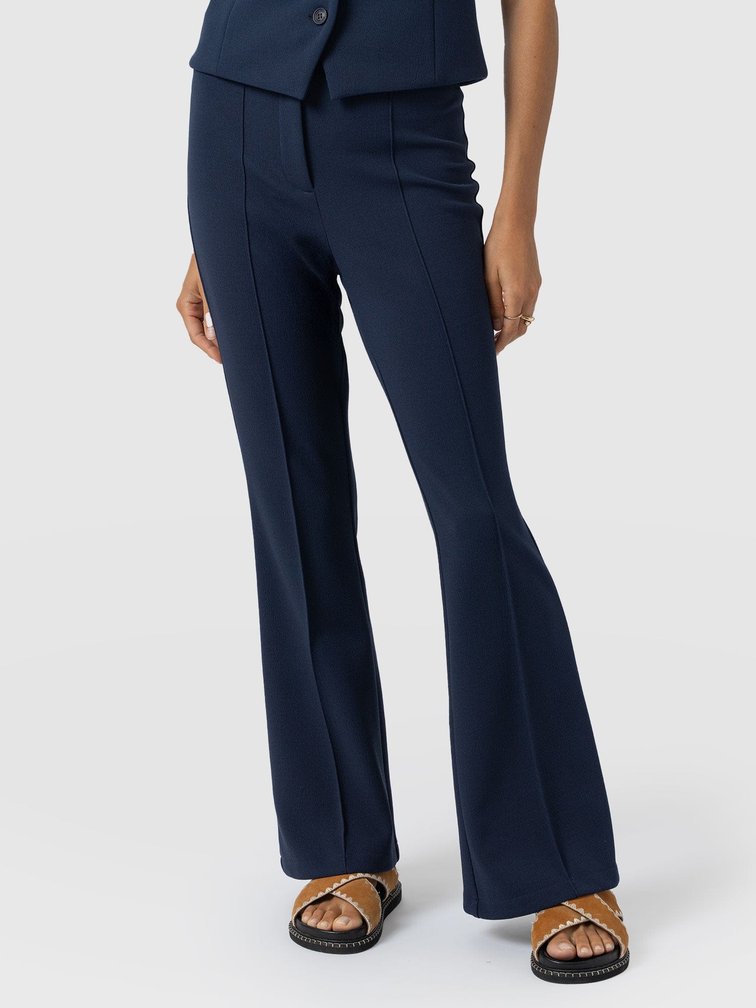 Freya Flared Trouser - Navy - Women's Trousers | Saint + Sofia EU