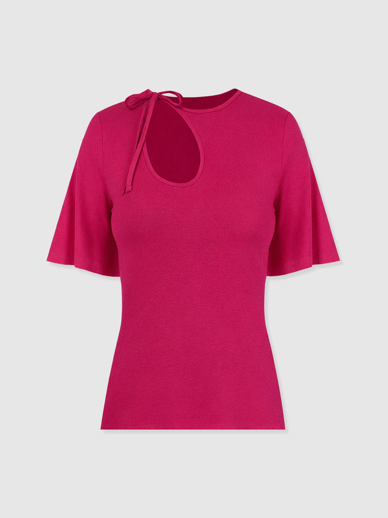 Freya Tie Tee - Fuchsia Pink - Women's T-shirts | Saint + Sofia® EU