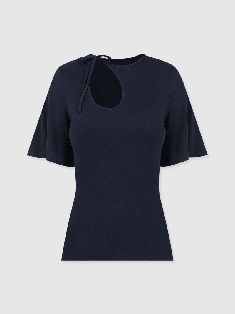 Freya Tie Tee - Navy - Women's T-shirts | Saint + Sofia® EU