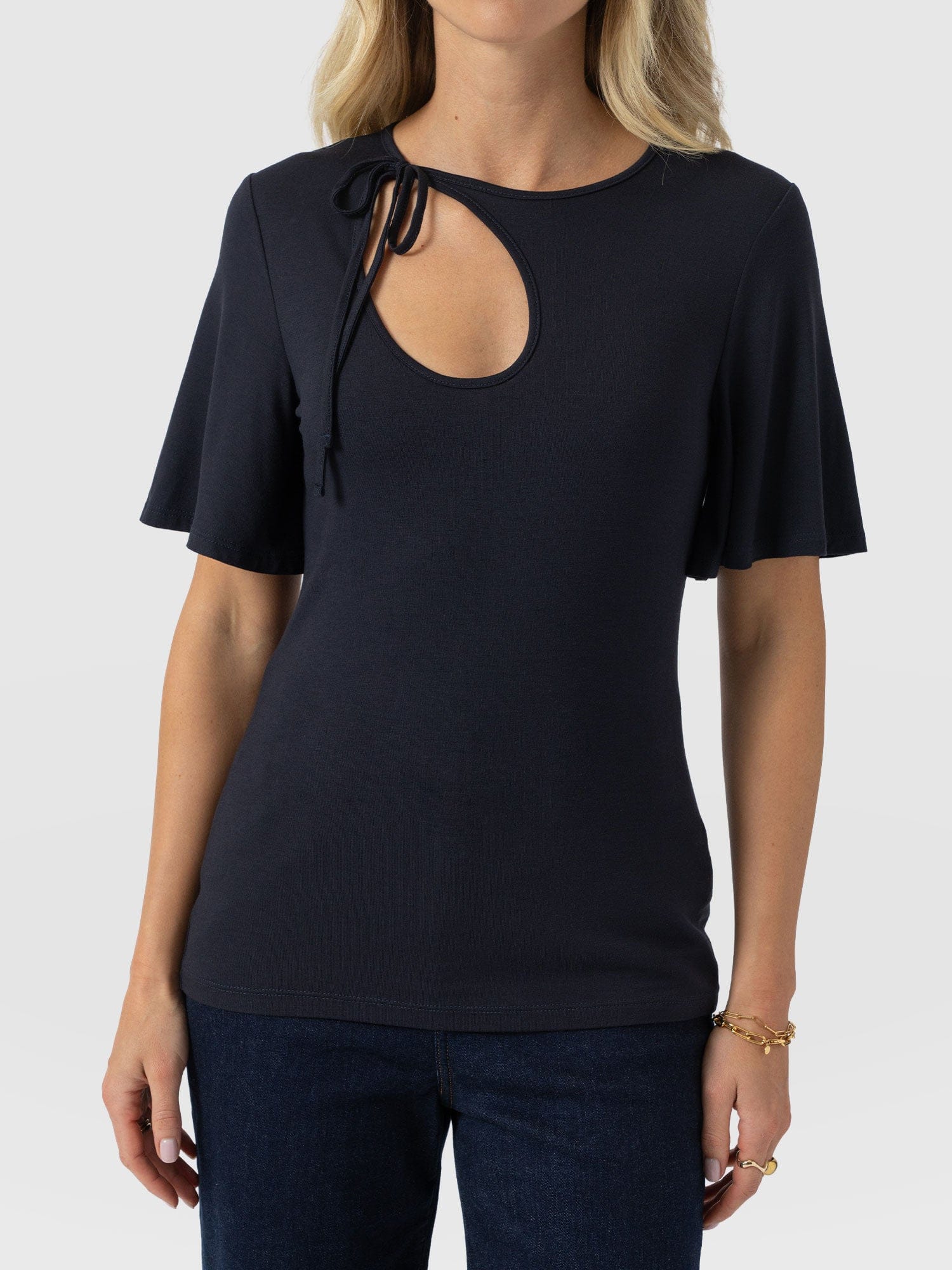 Freya Tie Tee - Navy - Women's T-shirts | Saint + Sofia® EU