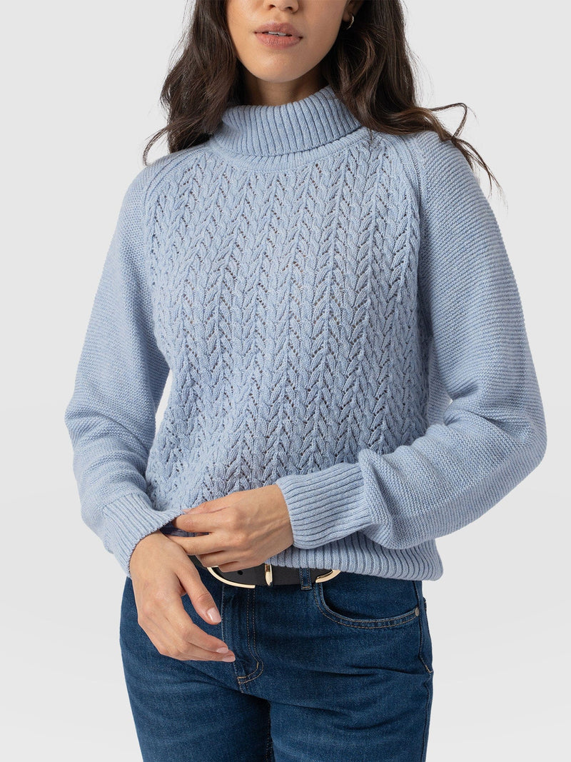 Glen Cable Knit Jumper Blue - Women's Jumpers | Saint + Sofia® EU