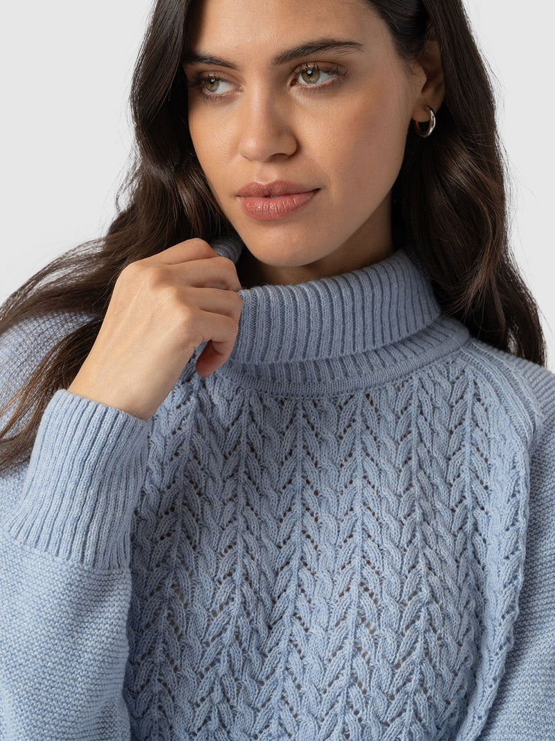 Glen Cable Knit Jumper Blue - Women's Jumpers | Saint + Sofia® EU