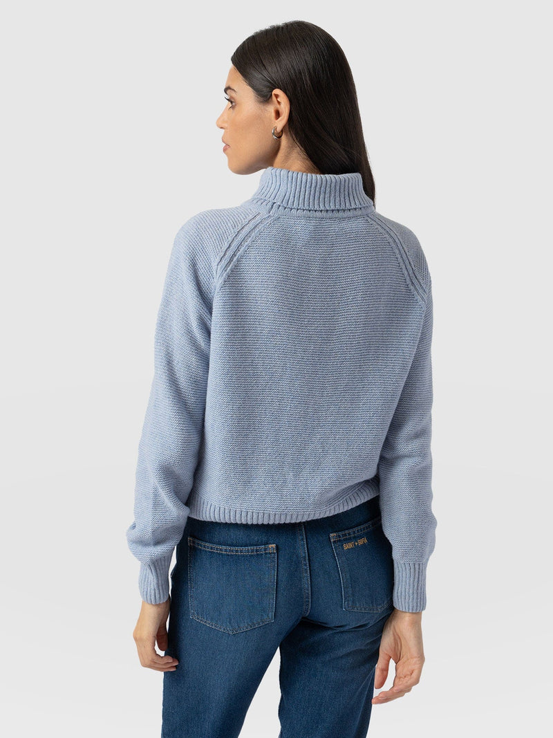 Glen Cable Knit Jumper Blue - Women's Jumpers | Saint + Sofia® EU