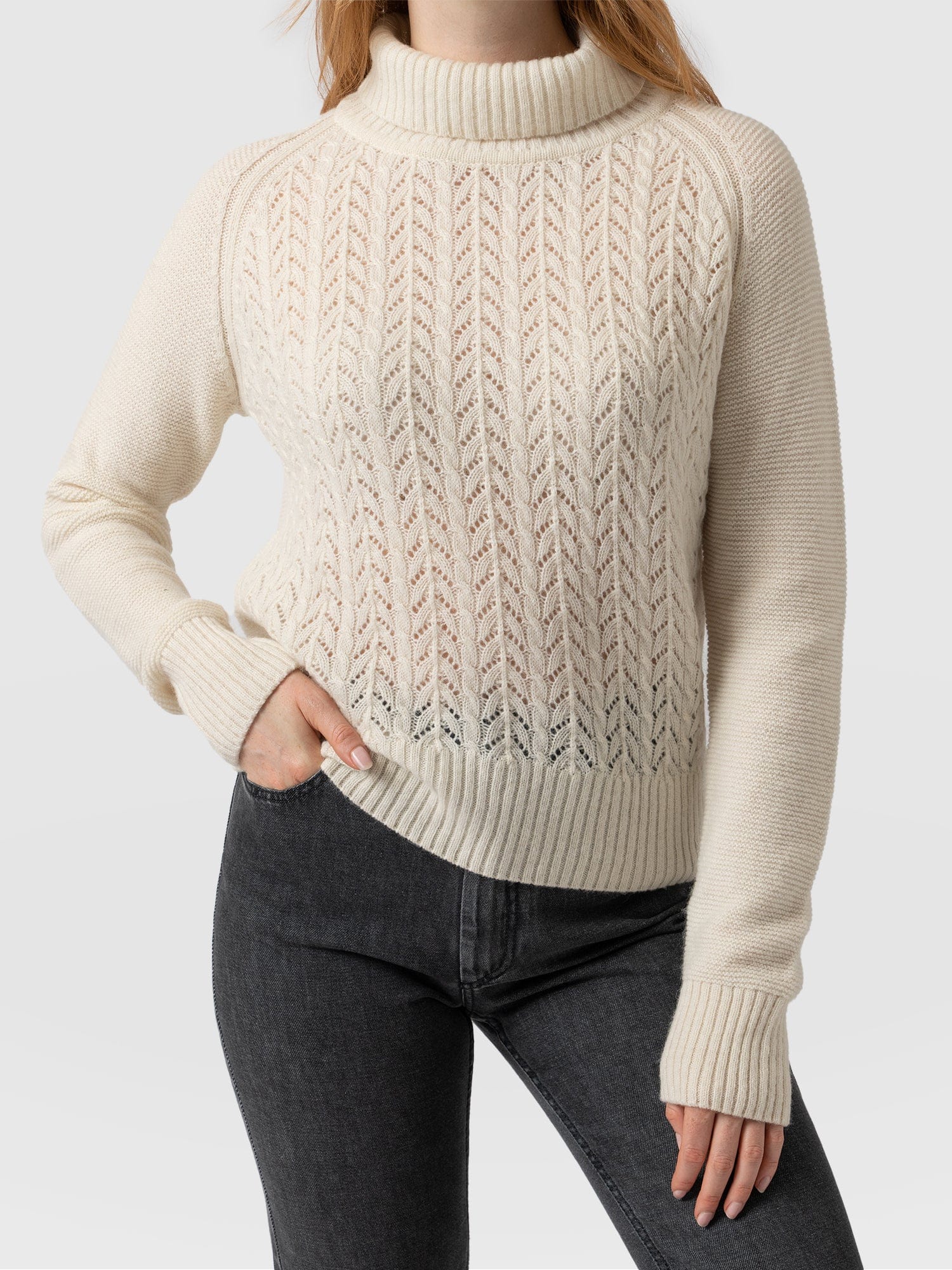 Glen Cable Knit Jumper Cream - Women's Jumpers | Saint + Sofia® EU