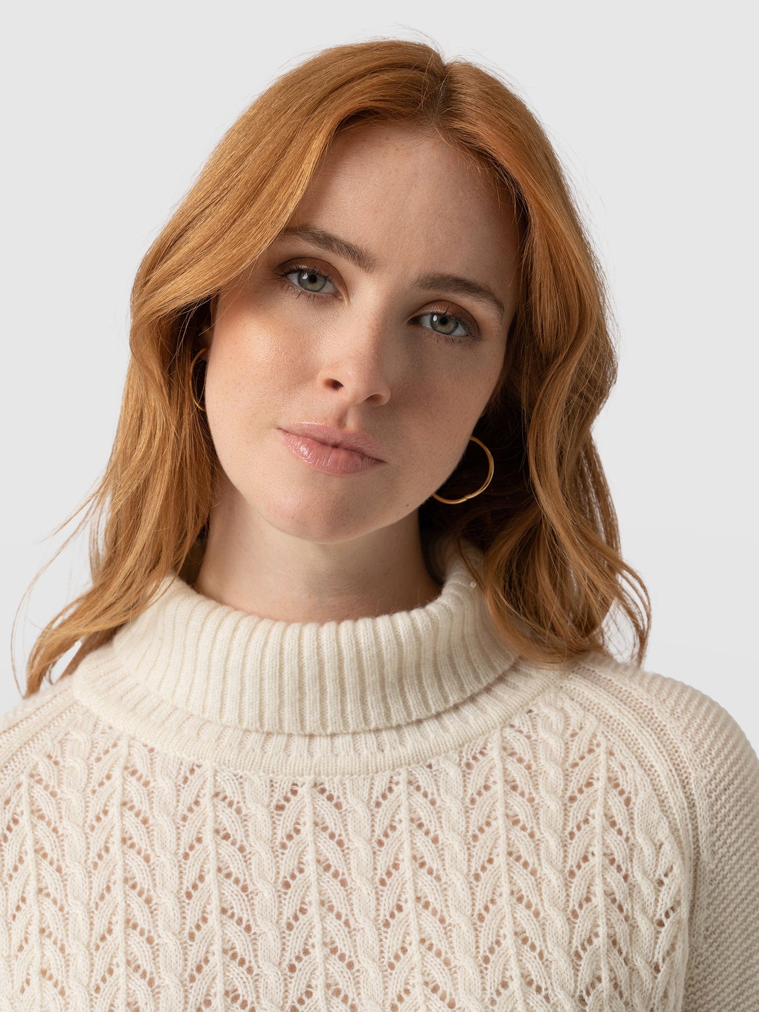Glen Cable Knit Jumper Cream - Women's Jumpers | Saint + Sofia® EU