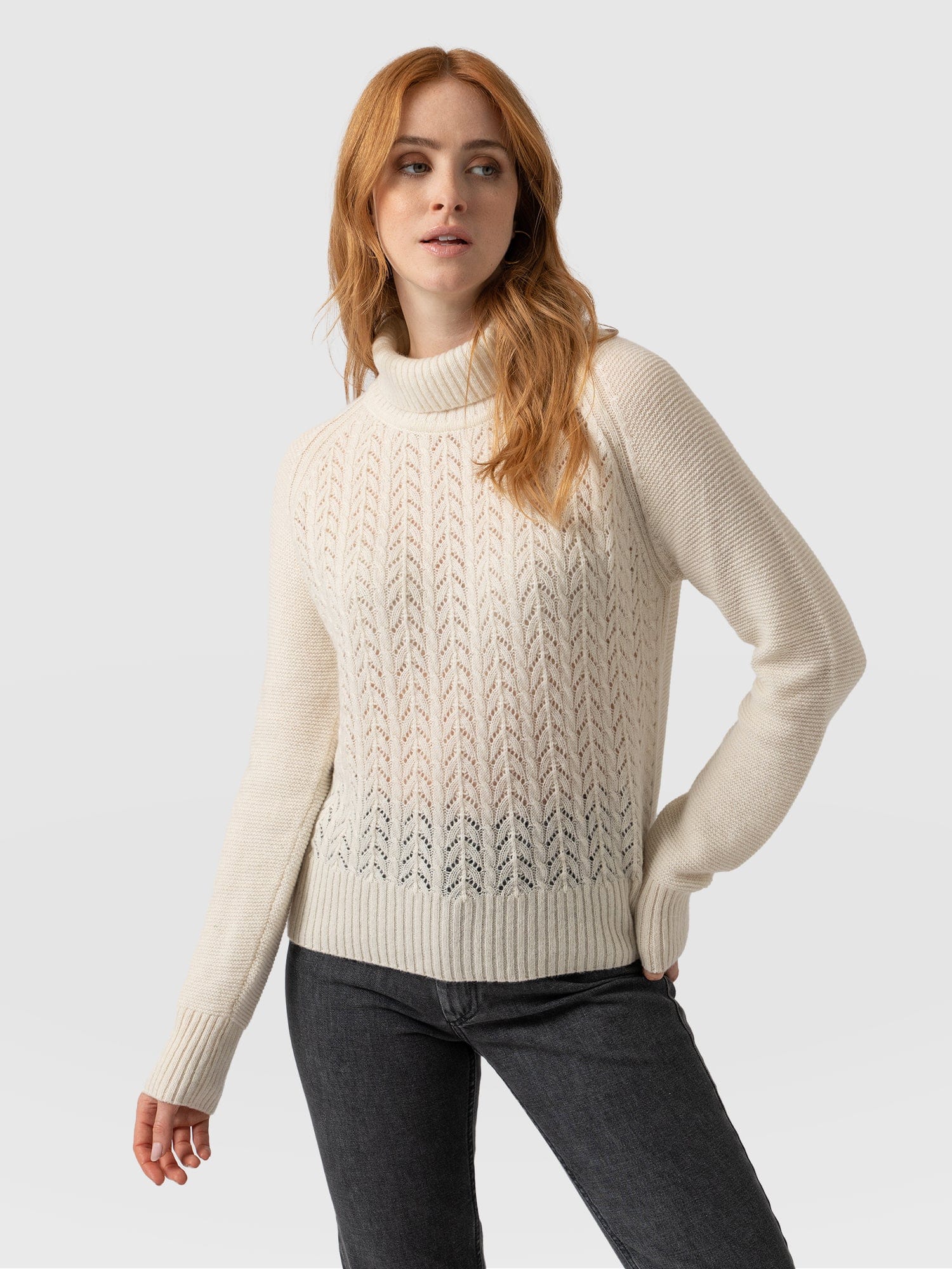 Glen Cable Knit Jumper Cream - Women's Jumpers | Saint + Sofia® EU