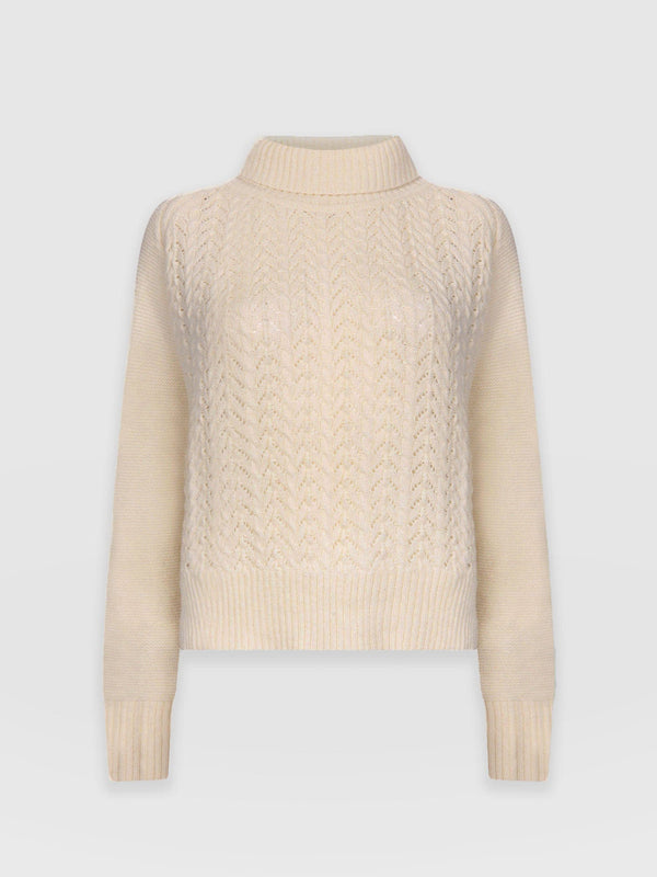 Glen Cable Knit Jumper Cream - Women's Jumpers | Saint + Sofia® EU
