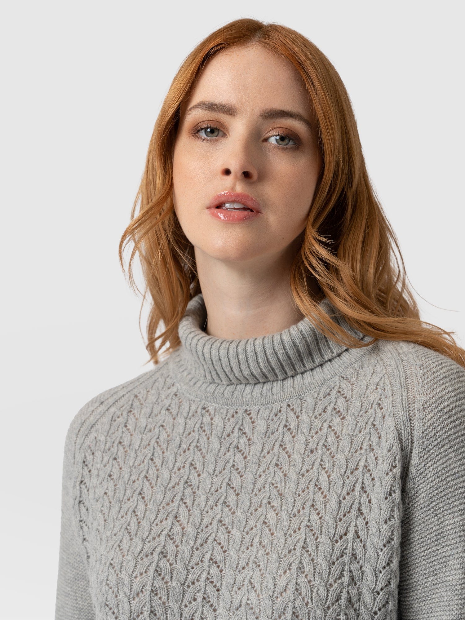 Glen Cable Knit Jumper Grey Melange - Women's Jumpers | Saint + Sofia® EU