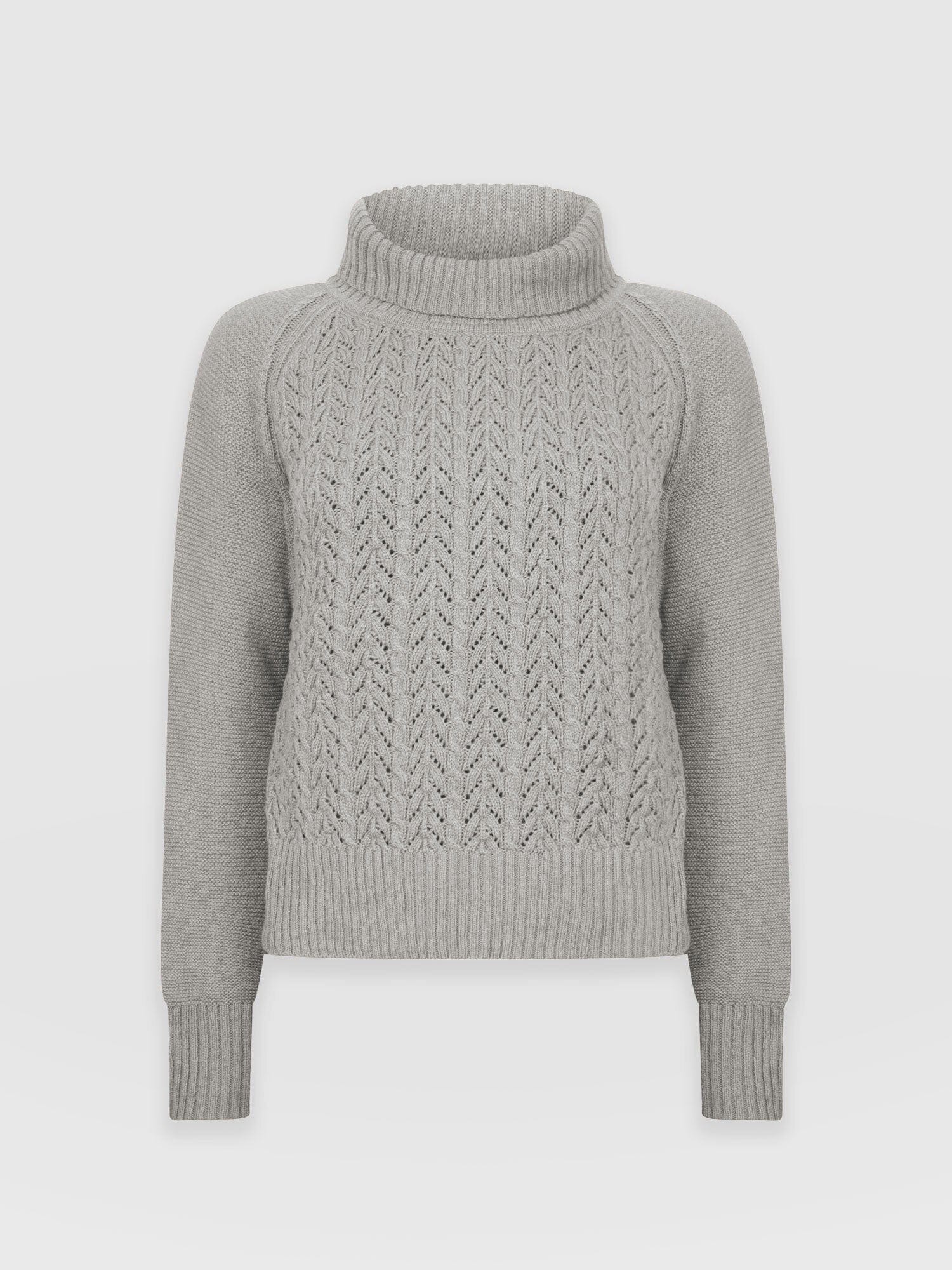 Glen Cable Knit Jumper Grey Melange - Women's Jumpers | Saint + Sofia® EU