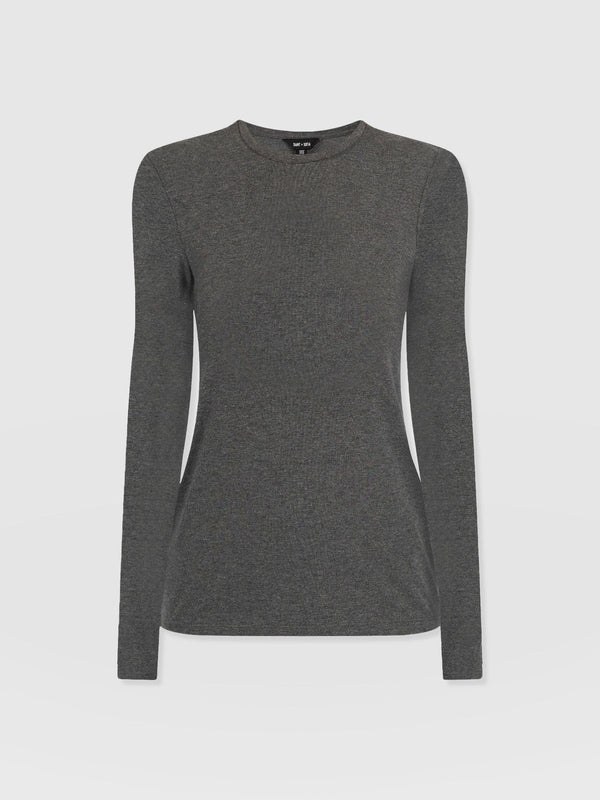Glen Crew Neck Tee Charcoal - Women's Tops | Saint + Sofia® EU