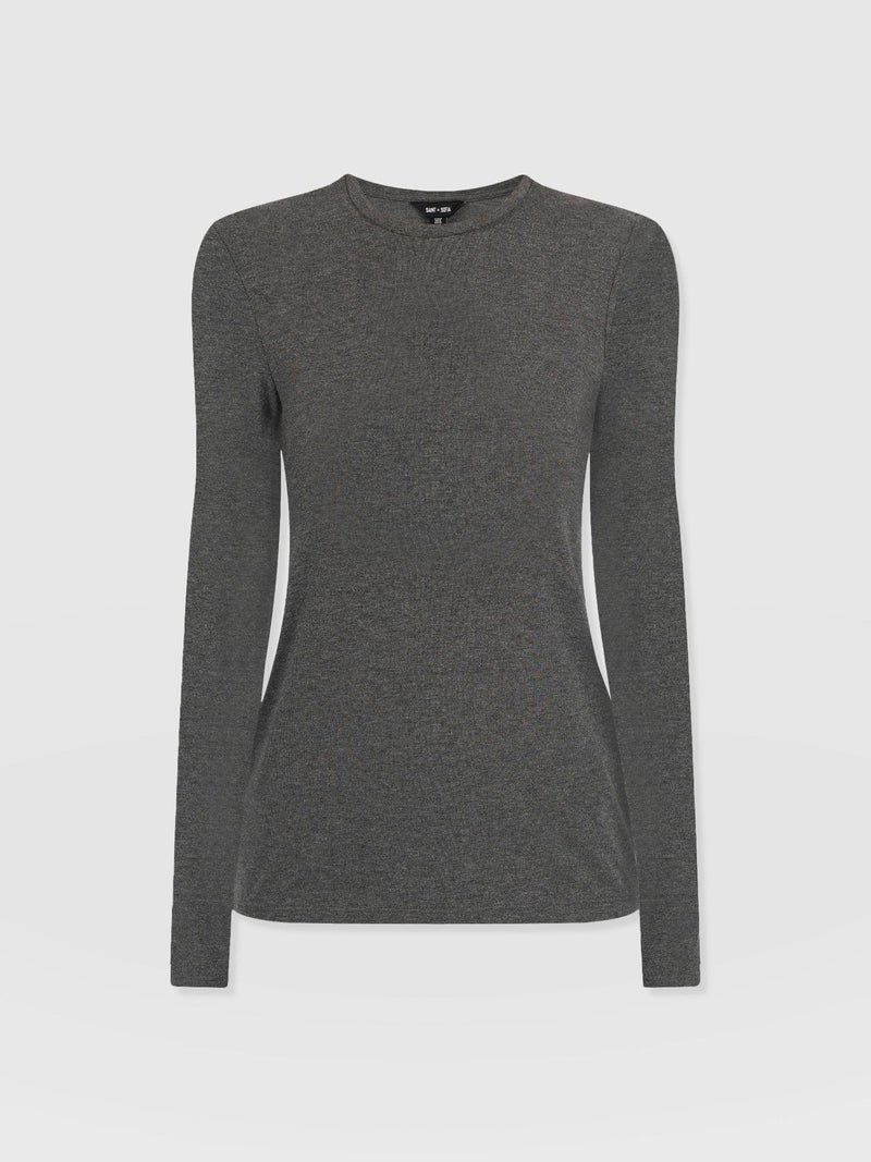 Glen Crew Neck Tee Charcoal - Women's Tops | Saint + Sofia® EU