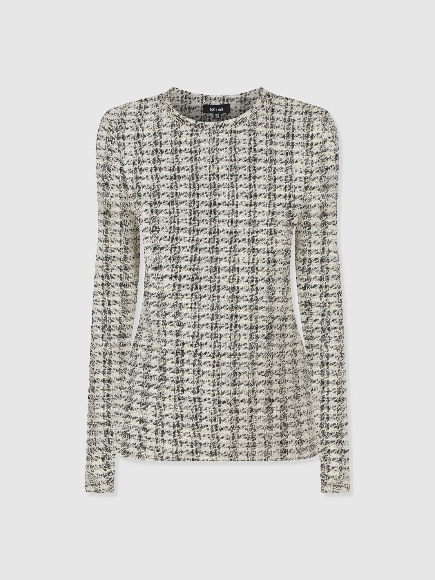 Glen Crew Neck Tee Long Sleeve - Cream Boucle - Women's T-shirts | Saint and Sofia® EU