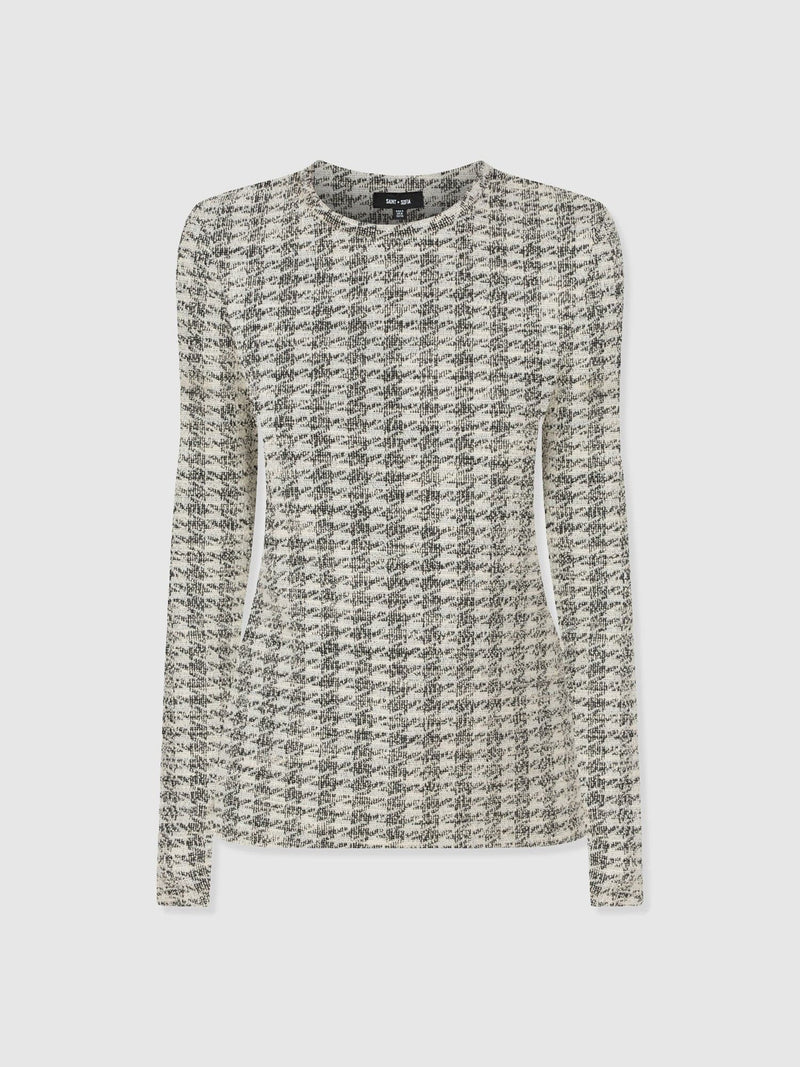 Glen Crew Neck Tee Long Sleeve - Cream Boucle - Women's T-shirts | Saint + Sofia® EU