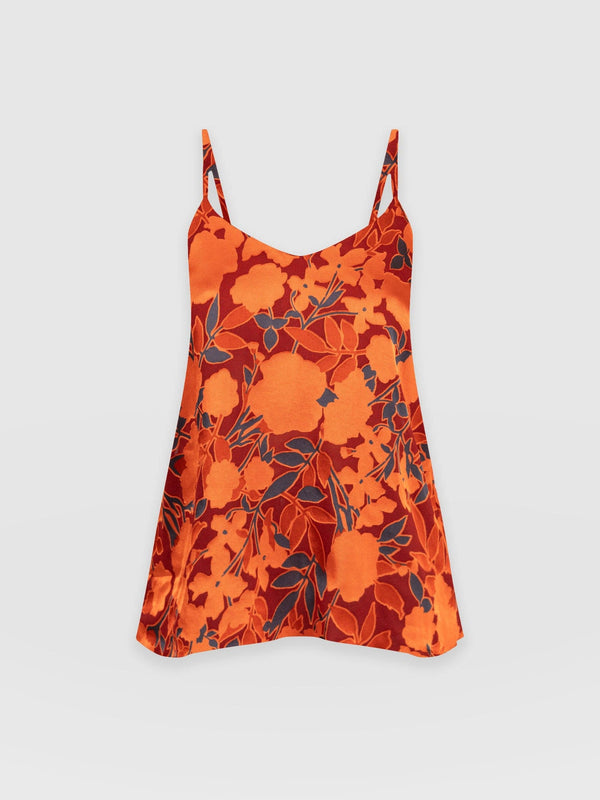 Gloss Cami Orange Floral Burnout - Women's Blouse | Saint + Sofia® EU