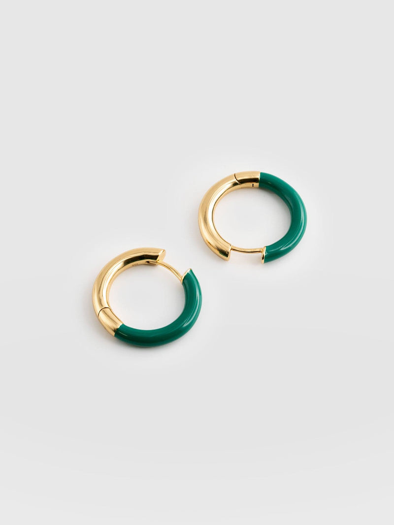 Gold Enamel Hoop Earrings Gold - Women's Jewellery | Saint + Sofia® EU