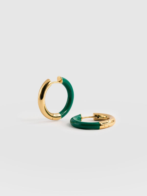 Gold Enamel Hoop Earrings Gold - Women's Jewellery | Saint + Sofia® EU