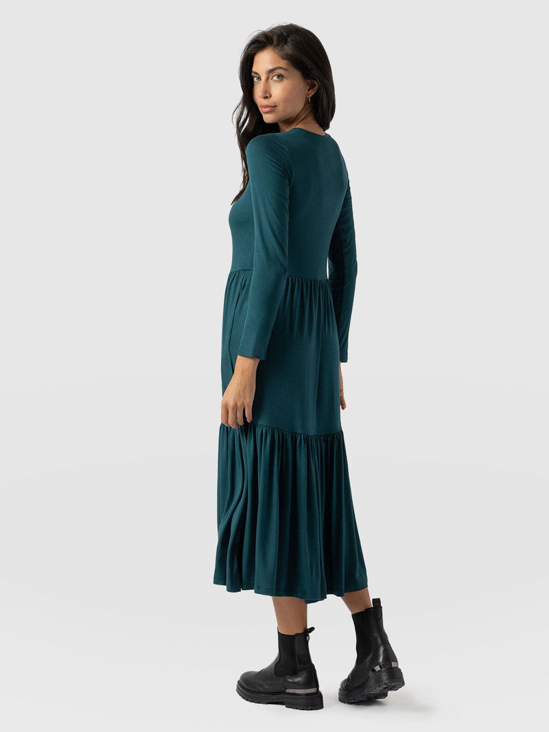 Greenwich Dress Deep Green Long Sleeve - Women's Dresses | Saint + Sofia® EU