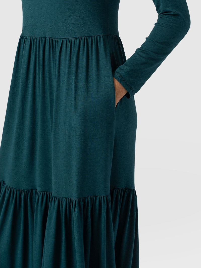 Greenwich Dress Deep Green Long Sleeve - Women's Dresses | Saint + Sofia® EU