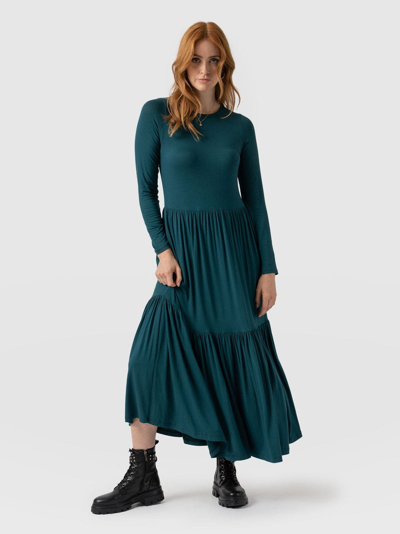 Greenwich Dress Deep Green Long Sleeve - Women's Dresses | Saint + Sofia® EU