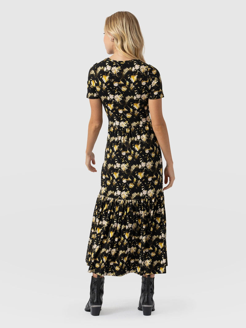 Greenwich Dress Short Sleeve Black Daisy Floral - Women's Dresses | Saint + Sofia® EU