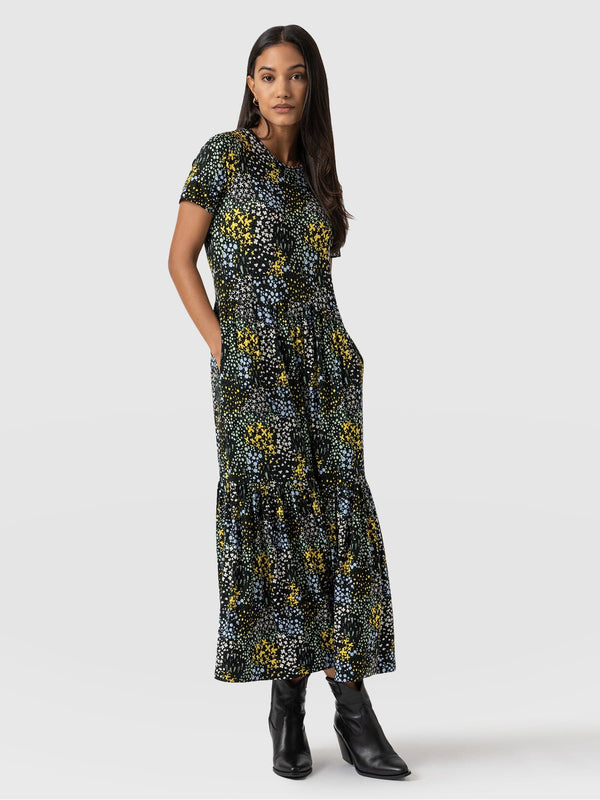 Greenwich Dress Short Sleeve Blue Ditsy Floral - Women's Dresses | Saint + Sofia® EU