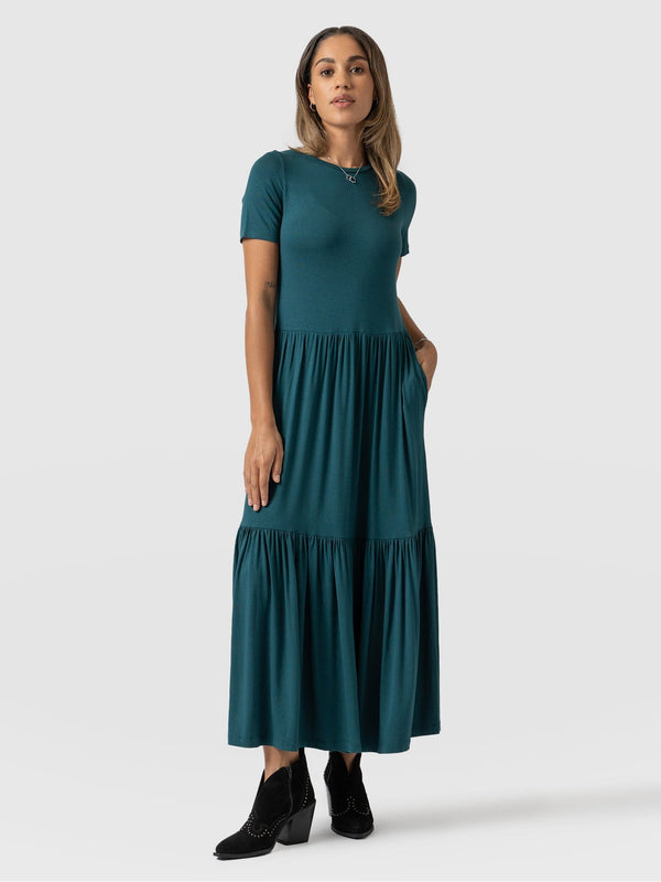 Greenwich Dress Short Sleeve Deep Green - Women's Dresses | Saint + Sofia® EU
